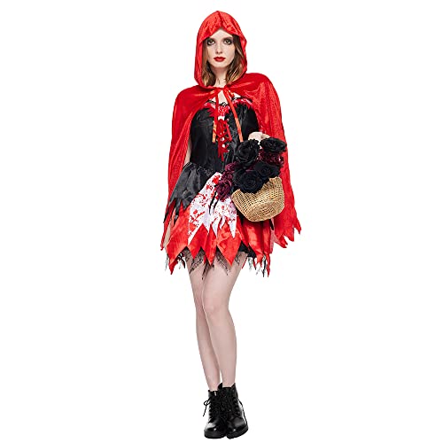 EraSpooky Damen Evil Red Riding Hood Kostüm für Halloween, Karneval, Damen Mottoparty Kleidung von EraSpooky