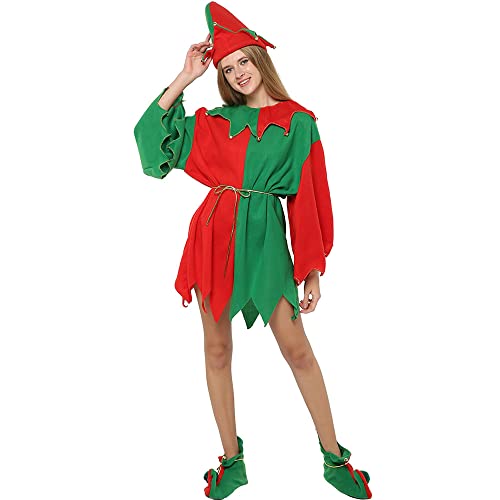 EraSpooky Damen Weihnachten Santa Elf Kostüm Mrs Claus Fancy Dress Adult Outfit Funny Xmas Party Plus von EraSpooky