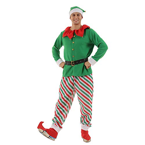 EraSpooky Elf Buddy Kostüm für Herren, kompletter Satz, Halloween, Weihnachten, grüner Anzug für Erwachsene von EraSpooky