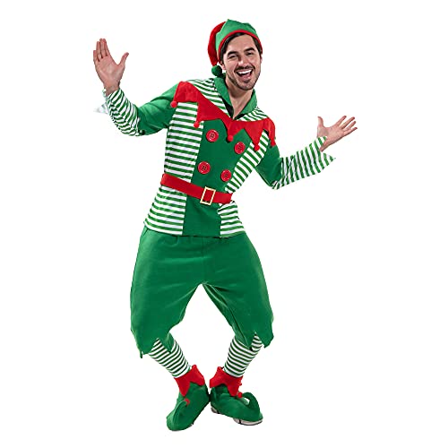 EraSpooky Elfenkostüm für Herren Weihnachten Weihnachtsmann Helfer Kostüm Outfits Rot und Grün L von EraSpooky