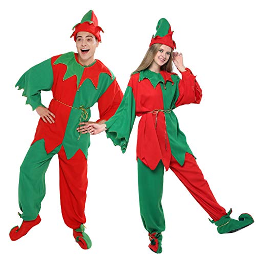 EraSpooky Erwachsene Elfen Kostüm Weihnachten Weihnachtsmann Helfer Kostüm Outfit von EraSpooky