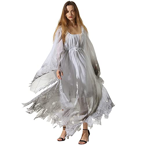 EraSpooky Gossamer Ghost Kostüm für Damen Gothic viktorianisch weiß Halloween Kostüm XL von EraSpooky