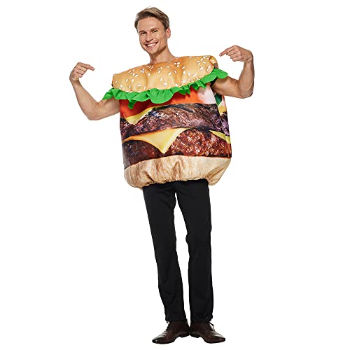 EraSpooky Hamburger Kostüm für Erwachsene Unisex lustiger Lebensmittel Halloween Party Anzug von EraSpooky