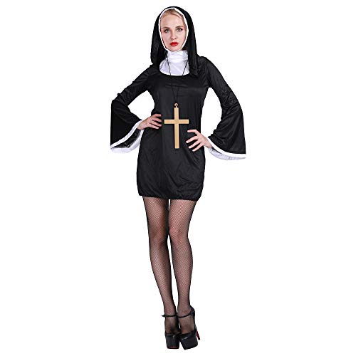 EraSpooky Naughty Nonne Kostümen Damen Religiös Vikare Schwarzes Kostüm Outfit von EraSpooky