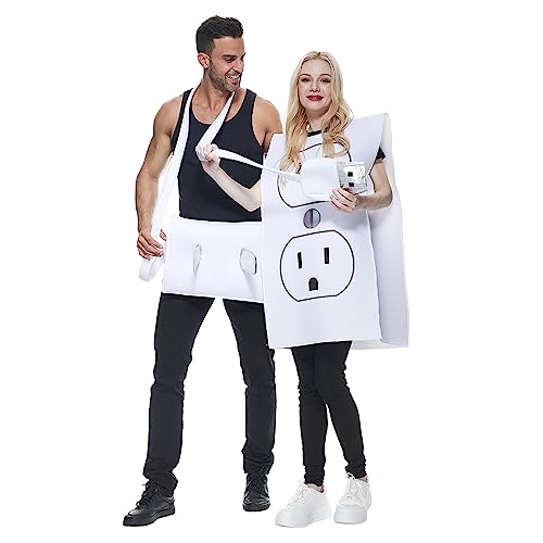 EraSpooky Paar Kostüm mit Steckdose und Stecker Halloween-Outfits für Erwachsene für Männer und Frauen 1 Paar von EraSpooky