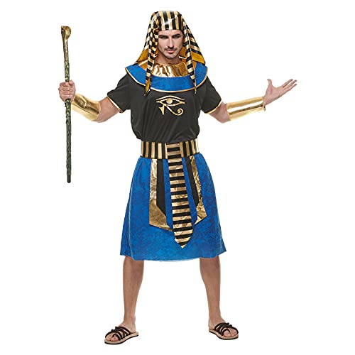 EraSpooky Pharao Kostüm Herren Eyptian Kostüm Ägypter Kleid Halloween Kostüm Kopfschmuck Blau Gelb L von EraSpooky