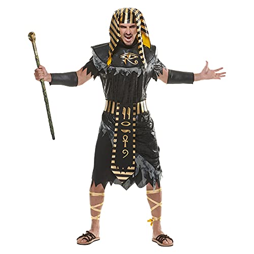 EraSpooky Pharao Kostüm Herren Eyptian Kostüm Ägypter Kleid Halloween Kostüm Kopfschmuck Schwarz Gelb L von EraSpooky