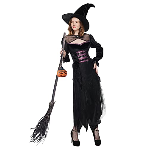 EraSpooky Verrücktes Hexenkostüm für erwachsene Frauen für Halloween, Karneval, Mottoparty, Kleidung für Damen von EraSpooky