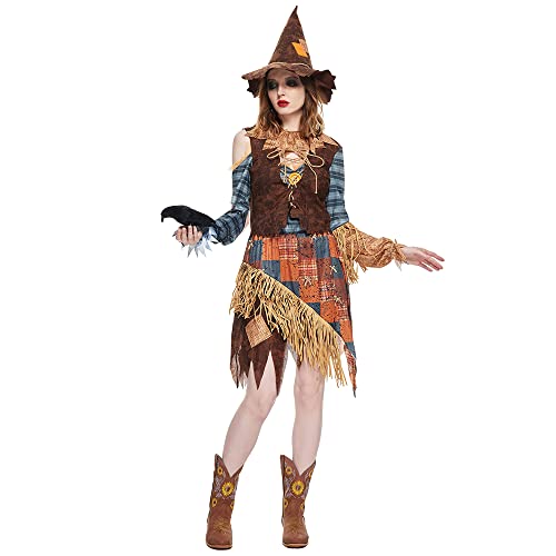 EraSpooky Vogelscheuchen Kostüm für Erwachsene, Damen, Halloween, Karneval, Motto Party Kleidung für Männer und Damen, Halloween Kostüm für Paare von EraSpooky