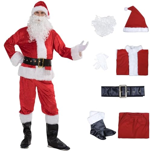 EraSpooky Weihnachten Erwachsene Deluxe Samt Weihnachtsmann Kostüm Anzug (X-Large) von EraSpooky