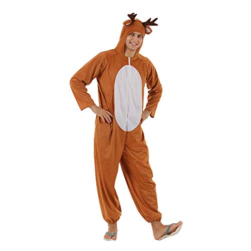 EraSpooky Weihnachts Rentier Kostüm für Erwachsene Elfenkostüm Unisex Hirsch Tier Onesie Party Overall M von EraSpooky