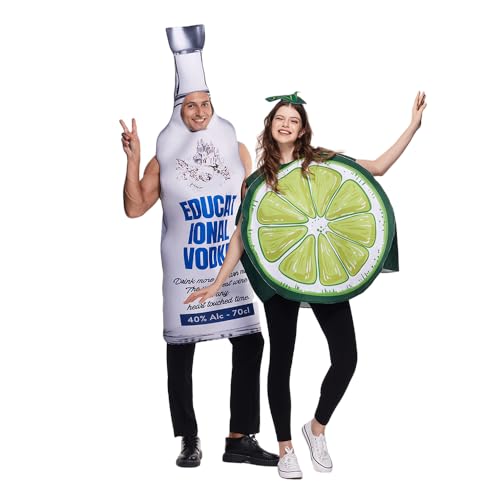 EraSpooky Wodka Flasche und Limetten Pärchen Tunika Kostüm lustige Halloween Erwachsenen Food Party Outfits Unisex von EraSpooky