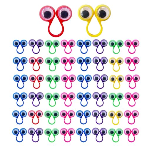 Erconsso Augapfel-Fingerpuppe,50 Stücke Puppenaugen Auf Ringen - 6-Farben Fingerpuppen-Ringe als Partyspielfiguren und Geschenkartikel für Kindergeburtstagsfeiern und Schulklassen Erconsso Augapfel-Fingerpuppe,50 Stücke Puppenaugen Auf Ringen - 6-Farben Fingerpuppen-Ringe als Partyspielfiguren und Geschenkartikel für Kindergeburtstagsfeiern und Schulklassen von Erconsso