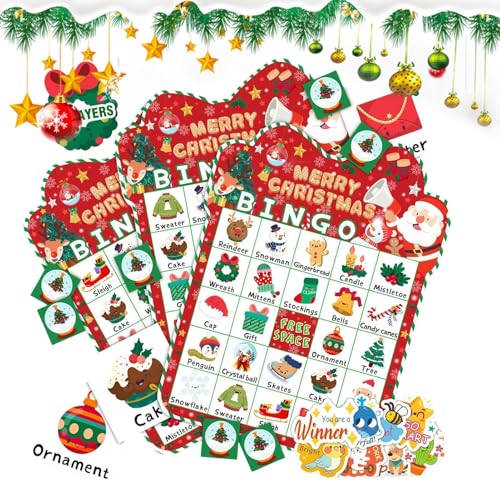 Erconsso Christmas Bingo Spiel | Holiday Bingo Familienspiele Für Erwachsene,Lustige Aktivitäten Für Schule Reise Fest Party Karneval Kinder Outdoor Indoor Familien Events Erconsso Christmas Bingo Spiel | Holiday Bingo Familienspiele Für Erwachsene,Lustige Aktivitäten Für Schule Reise Fest Party Karneval Kinder Outdoor Indoor Familien Events von Erconsso