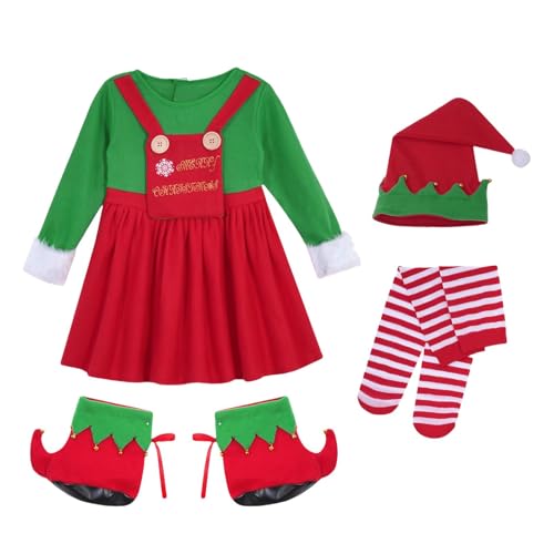 Erconsso Elfen-Outfit für Kinder,Elfen-Kostüm für Kinder,Cosplay Kleidung Weihnachtsoutfit Festliches Elfenkostüm | Entzückendes Elfen-Kostüm-Kleid-Set, Elfen-Verkleidung, Festival-Outfit für Events, von Erconsso