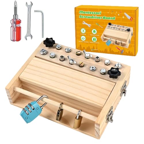 Erconsso Kleinkinder Schraubendreher Spielzeug Set | Holzspielzeug Eltern-Kind Interaktion,Feinmotorik Set Mit Schlüssel Und Schloss Für Kinder Geburtstag Kindergarten Zuhause Reisen Erconsso Kleinkinder Schraubendreher Spielzeug Set | Holzspielzeug Eltern-Kind Interaktion,Feinmotorik Set Mit Schlüssel Und Schloss Für Kinder Geburtstag Kindergarten Zuhause Reisen von Erconsso