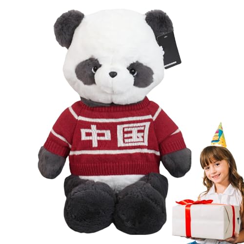 Erconsso Panda Stofftier,Chinesische Panda Plüschpuppe - Niedliches Panda-Plüschtier - Raumdekor-Schlafkissen mit Pullover für Weihnachten und Geburtstag von Erconsso