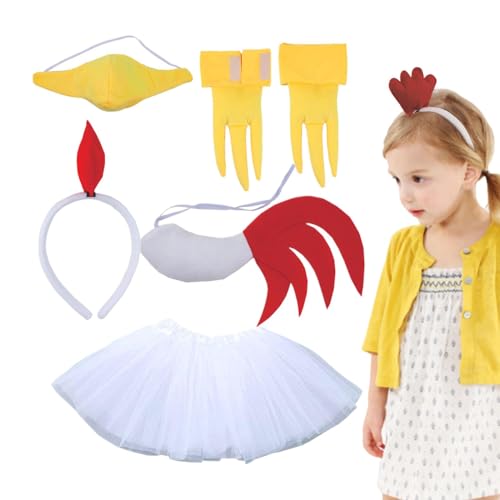 Erconsso Tier-Küken-Kostüm-Set, Küken-Kostüm, Performance-Requisite,3D Küken Tierkostüm Ostern Kinderkostüm - Ohren Kostümzubehör Stirnband Schwanz Kostümset für Halloween & Weihnachten von Erconsso