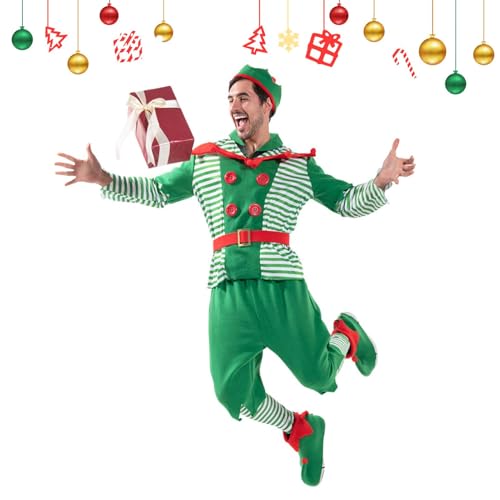 Erconsso Weihnachtskostüm-Set – modisches Herren-Cosplay-Kostüm für Erwachsene, trendiges Cosplay-Outfit, Herren-Weihnachtsoutfit für Erwachsene und Männer von Erconsso