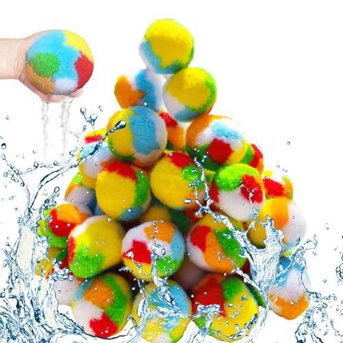 Wiederverwendbare Wasserbälle, 60 Stück Baumwolle Splash Soaker Bälle, wasserabsorbierendes Spielspielzeug, lustiges Sommerparty, Outdoor-Spiel für Urlaub, Garten, Hinterhof, Pool Wiederverwendbare Wasserbälle, 60 Stück Baumwolle Splash Soaker Bälle, wasserabsorbierendes Spielspielzeug, lustiges Sommerparty, Outdoor-Spiel für Urlaub, Garten, Hinterhof, Pool von Erconsso