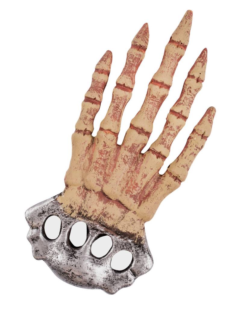 Skeletthand Halloween Accessoire Schlagring-Attrappe silber-beige 31cm von Erfurth GmbH - KF