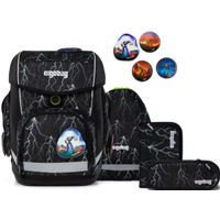 ERGOBAG 01212-900Z6-10 Cubo 5-teiliges Schulrucksack-Set Super ReflektBär, schwarz von Ergobag