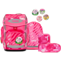 ERGOBAG 01214-90160-10 Cubo 5-teiliges Schulrucksack-Set KuntBärbuntes Einhorn, pink von Ergobag