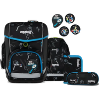 ERGOBAG 01216-90204-10 Cubo 5-teiliges Schulrucksack-Set Drei Fragezeichen Kids Bärdektiv, schwarz von Ergobag