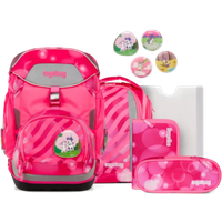 ERGOBAG 01304-90160-10 Pack 6-teiliges Schulrucksack-Set Neo KuntBärbuntes Einhorn, pink von Ergobag