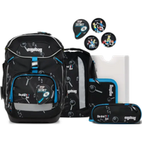 ERGOBAG 01306-90204-10 Pack 6-teiliges Schulrucksack-Set Drei Fragezeichen Kids Bärdektiv, schwarz von Ergobag