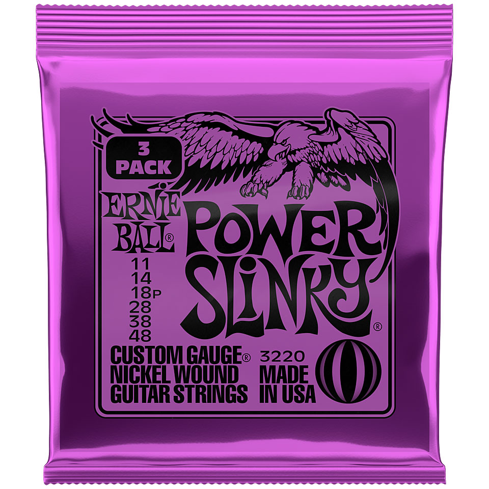 Ernie Ball Power Slinky 3 Pack 3220 .011-048 Saiten E-Gitarre von Ernie Ball