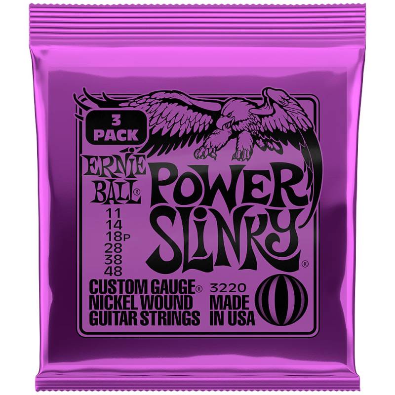 Ernie Ball Power Slinky 3 Pack 3220 .011-048 Saiten E-Gitarre von Ernie Ball