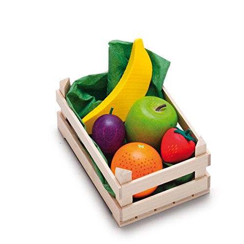 Erzi 28231 Sortiment Obst, klein aus Holz, Kaufladenartikel für Kinder, Rollenspiele von Erzi