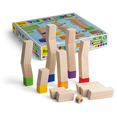 Erzi 42363 Spiel Tricky Blocks aus Holz, Lernmaterial, Geschicklichkeit, Feinmotorik von Erzi