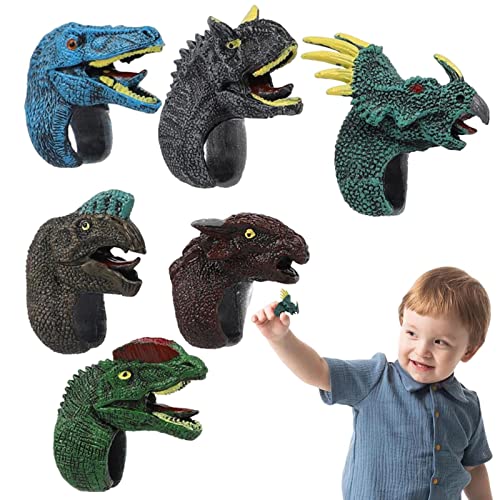 Dino-Finger, 6 Dinosaurier-Actionfiguren, Münder-Finger-Dinosaurier, Tiere, Puppenspiel, Theater-Requisiten, Dinosaurier-Figuren, Finger beißender Tyrannosaurus Rex Dino für Kinder von EsEico