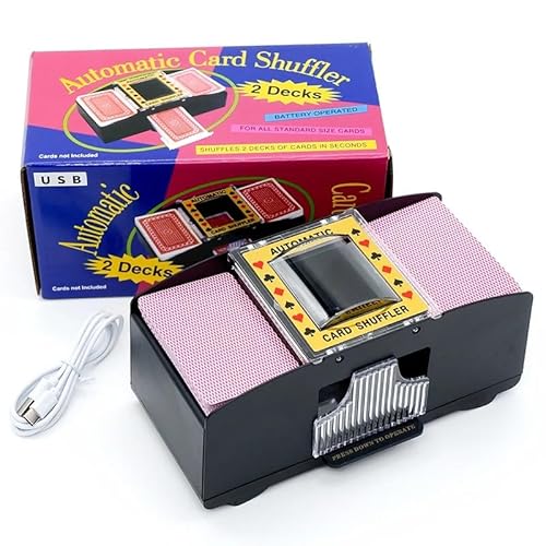 Kartenmischer 2 Deck,Automatische Spielkarte Shuffling Machine USB/AA Batterien betriebenes Werkzeug für Familienfeier,Poker,Blackjack,UNO von Esenlong