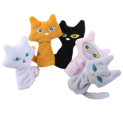 Esncddym Fingerpuppen für Kleinkinder,Fingerpuppen für Kinder,Katzen-Fingerpuppen 5 Stück | Mini-Fingerpuppen mit Stofftieren zum Geschichtenerzählen, Spielen, Lehren, Shows und Spielen von Esncddym