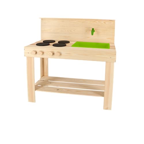 Kinder Matsch Outdoor Schlamm Spiel Küche -Gross- Holz mit Wasch Becken Garten von Esschert Design