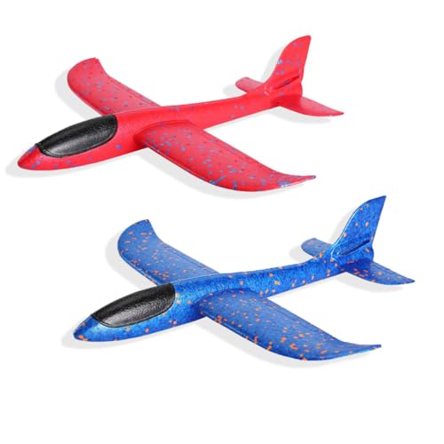 Esshogo 2 Stück styroporflieger Kinder, Flugzeug zum Werfen, Styropor Flieger Gleiter, styropor flugzeu, Flugzeug styropor, Flugzeug Spielzeug 37 cm kleines Flugzeug Gib Schleuder, zufällige Farbe von Esshogo