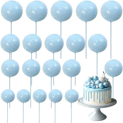 Esshogo 20 Stück Kuchen Dekorationen Mini Ballons Cake Topper Kugeln für Jubiläum, Hochzeit, Geburtstag, Hellblau von Esshogo