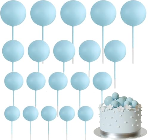Esshogo 20 Stück Kuchen Dekorationen Mini Ballons Cake Topper Kugeln für Jubiläum, Hochzeit, Geburtstag (hellblau) von Esshogo
