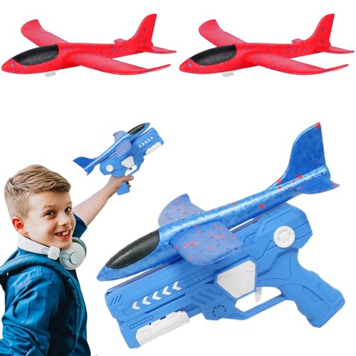 Esshogo Wurfgleiter Styroporflieger Katapult Pistole Kinderspielzeug, Flugzeug Spielzeug, Kinder Outdoor Garten Interaktives Spiele Kindergeburtstag Geschenke Jungen Mädchen （24cm-2 Farbe） von Esshogo