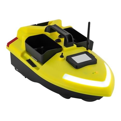 Estabeter GPS Angelköderboot 500M Futterboot Angeln mit Fernbedienung Köderboot mit LED-Nacht-Navigationslichter und 3 Köderbehältern 2KG Laden Fischköder RC Boot von Estabeter