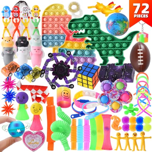 Estationeryhouse 72-teiliges Spielzeug-Set mit knallendem sensorischem Fidget-Spielzeug für Kinder und Erwachsene, einfaches Stressabbau-Set, Geschenk für Kinder zum Geburtstag, Weihnachten und als von Estationeryhouse