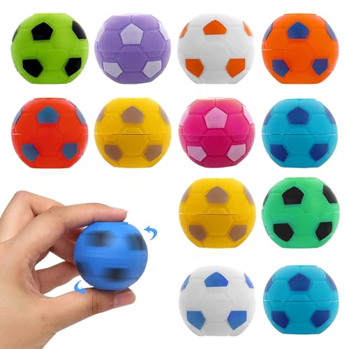 12 Stück Fußball Spinner Fingerspitzen Spielzeug, Drehbare Stressbälle Spiel, 3,5 cm Mini Football Stress Relief Spielzeug, Anti Stress Sensorik Spielzeug für Kinder und Erwachsene von Esteopt