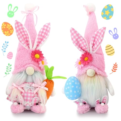 2Pack Ostern Hase Hase Spielzeug für Kinder Ei Holding Plüsch Puppe rosa Puppe Hase Anzug Zubehör perfekte Hase Geschenk für Mädchen und Jungen 31cm x 15cm von Esteopt