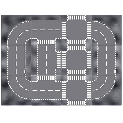 Etarnfly 12 Platten Set für City Straßen, Straßenplatten Kompatibel mit Allen Gängigen Marken, 4 Kurve/ 3 T-Kreuzung/ 2 Gerade/3 Kreuzung Grundplatte von Etarnfly