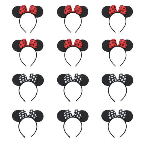 Eterspr 12 Stücke Maus Ohren Haarreifen, Mouse Ears Headband, Mausohren Haarschmuck, Geeignet für Geburtstage, Hochzeiten, Partys und Festivals von Eterspr