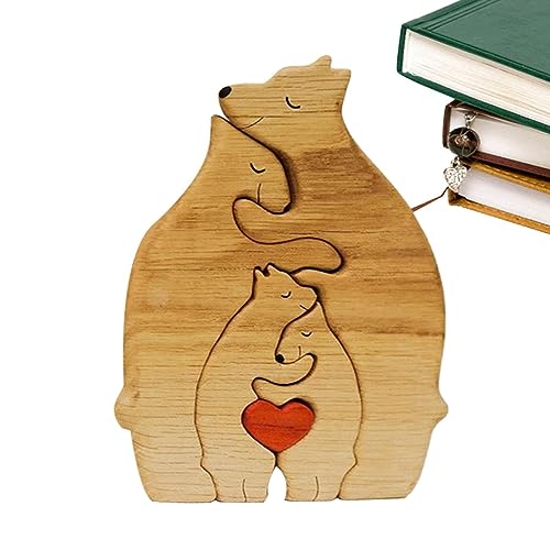 Eteslot Wooden Bears Family, Family - Wooden Bears Family - Wooden pet carvings, Wooden Family Puzzle - Cute Wooden Bear Figurine Puzzle - Unique Home Decoration von Eteslot