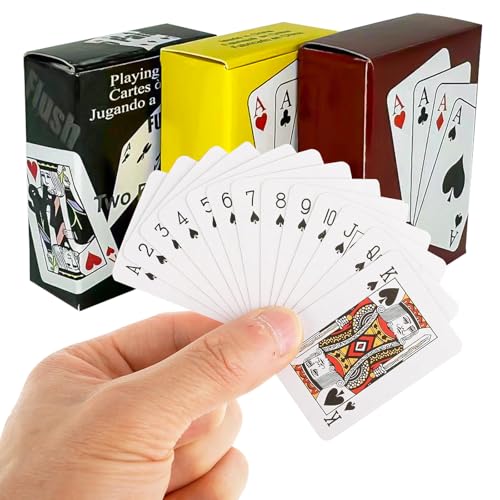 Ethlomoer 3er-Pack kleines Spielkarten-Deck mit Standard-Pokerkarten, perfekt für Reisespiele und Partys, Miniatur-Geschenk für Kartenspieler in Großbritannien von Ethlomoer